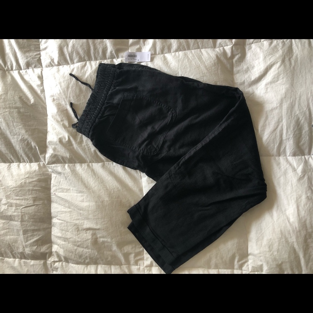 Linen Pants- Black- Straight Leg